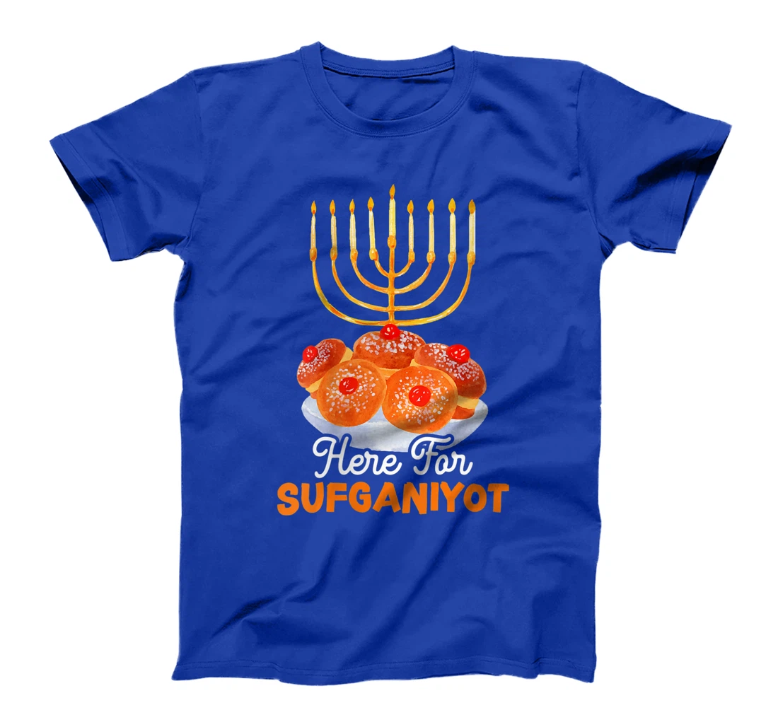 Womens Here For Sufganiyot Chanukah Menorah Hanukkah Israel Jew T-Shirt