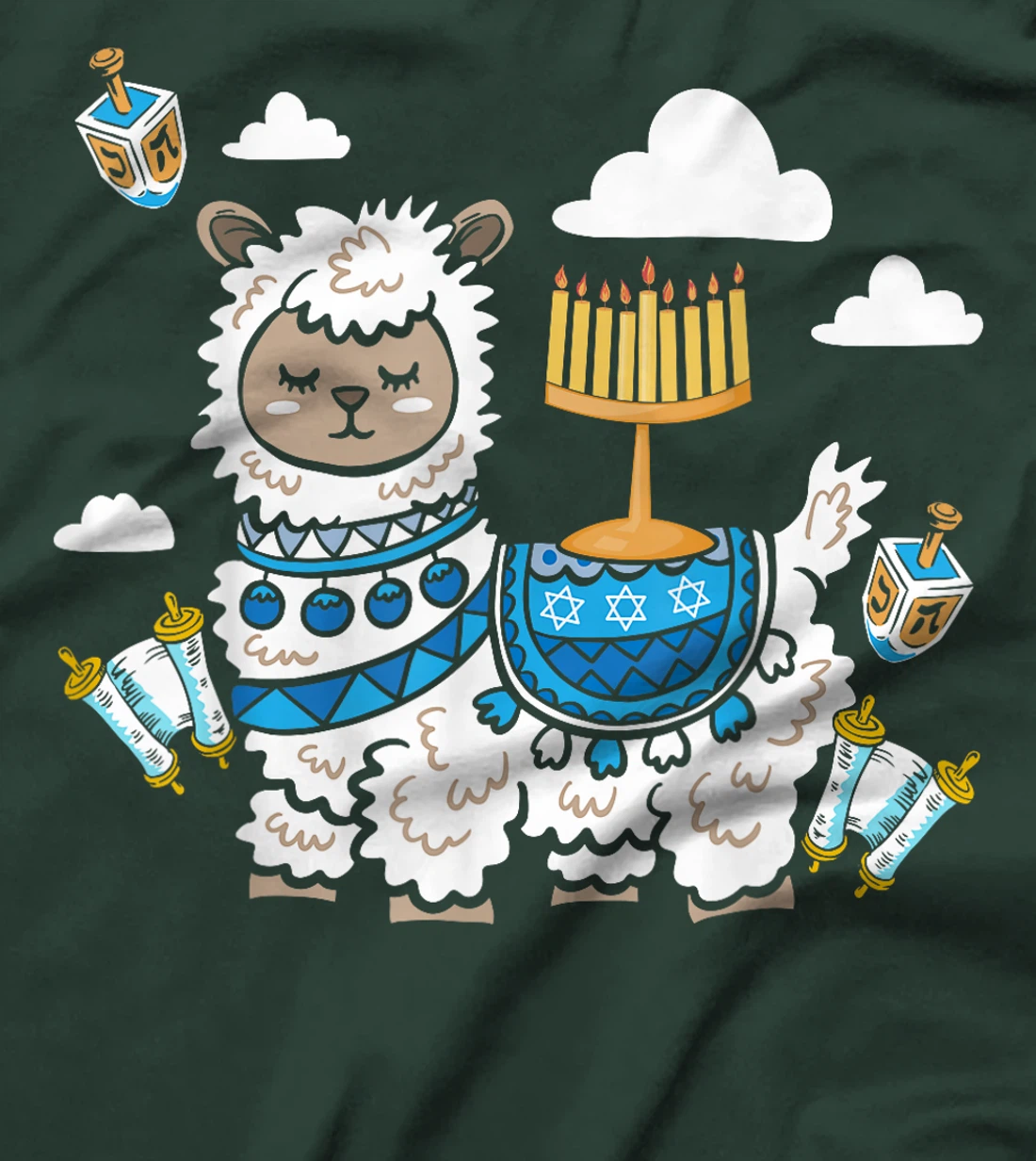 Chanukah Menorah Hanukkah Israel Jew Jewish Pride Llama T-Shirt