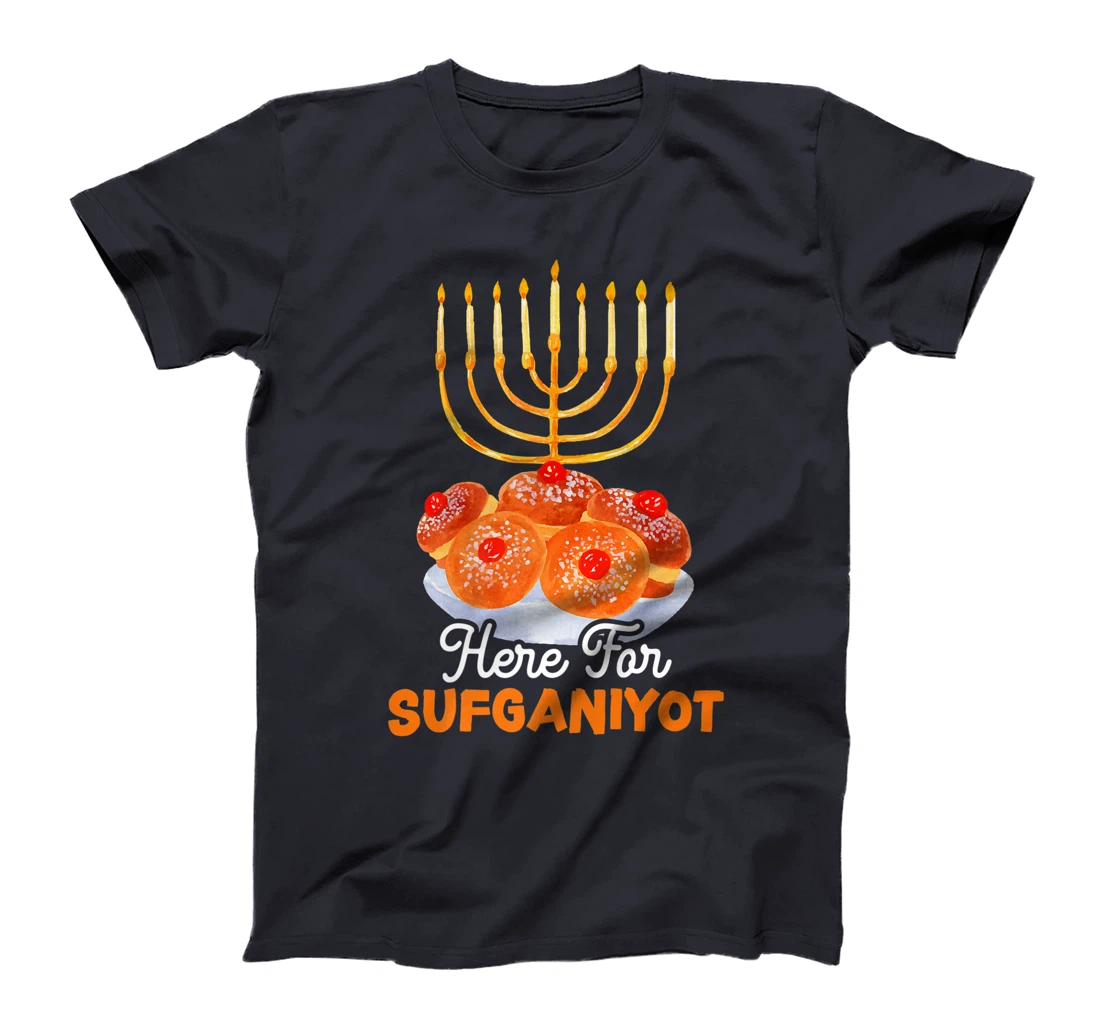 Here For Sufganiyot Chanukah Menorah Hanukkah Israel Jew Premium T-Shirt