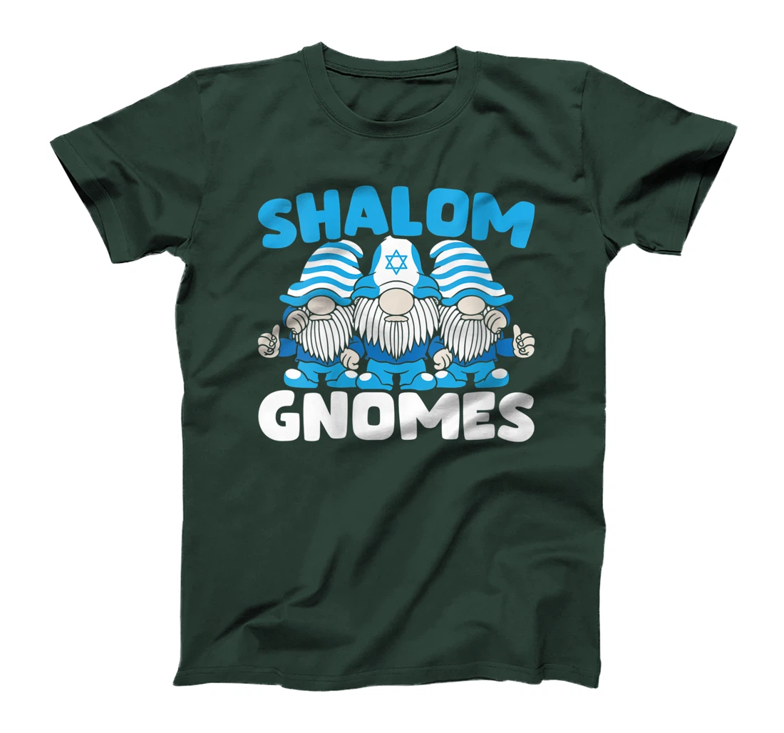 Womens Shalom Gnomes Chanukah Menorah Hanukkah Israel Jew T-Shirt