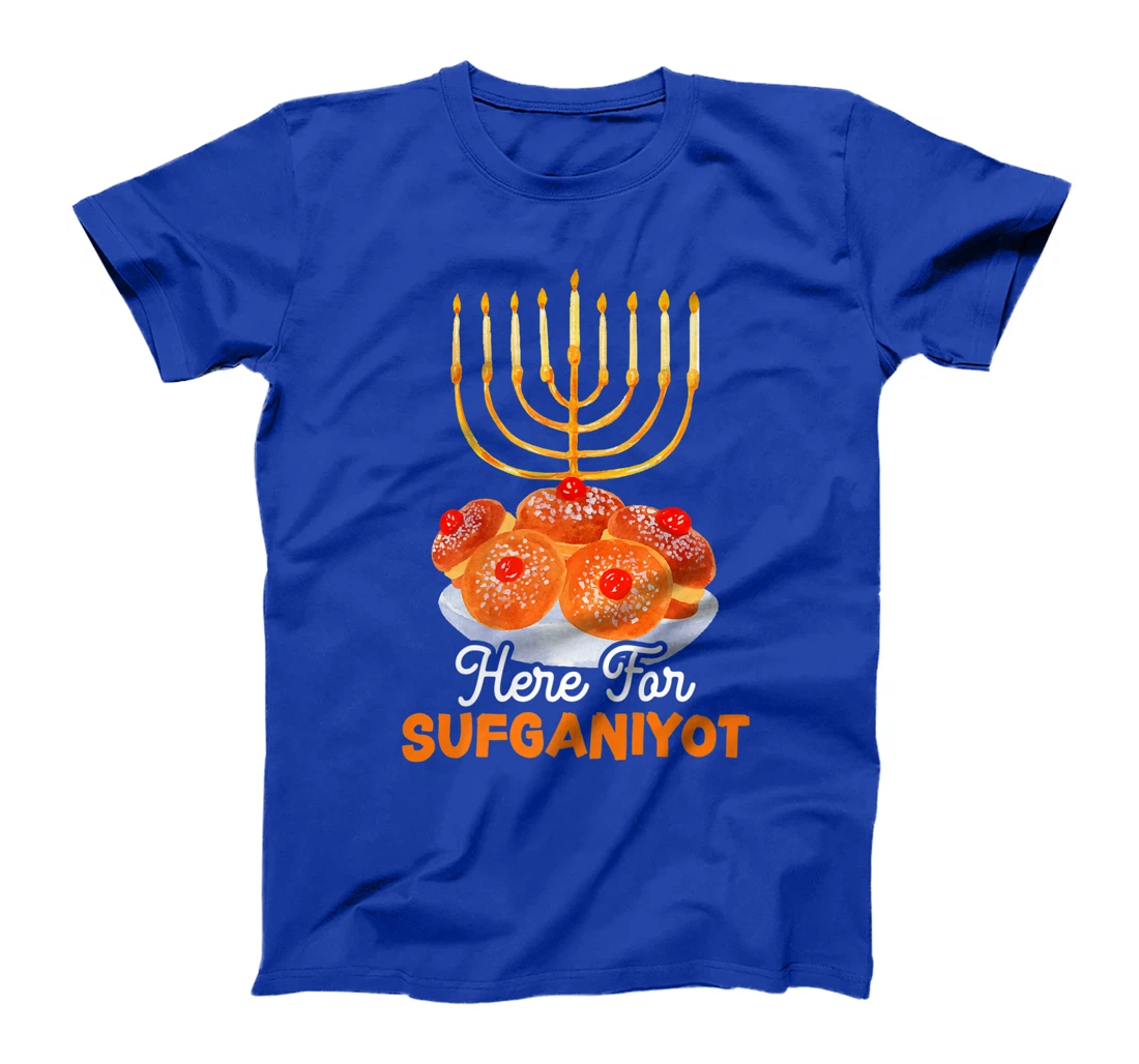 Here For Sufganiyot Chanukah Menorah Hanukkah Israel Jew Premium T-Shirt