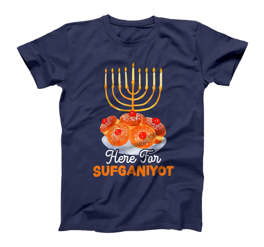 Here For Sufganiyot Chanukah Menorah Hanukkah Israel Jew Premium T-Shirt