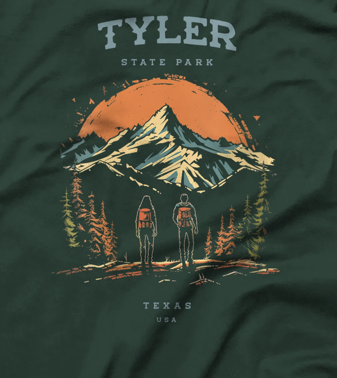 Womens Tyler State Park Texas Backpacking Hiking Retro Vintage T-Shirt