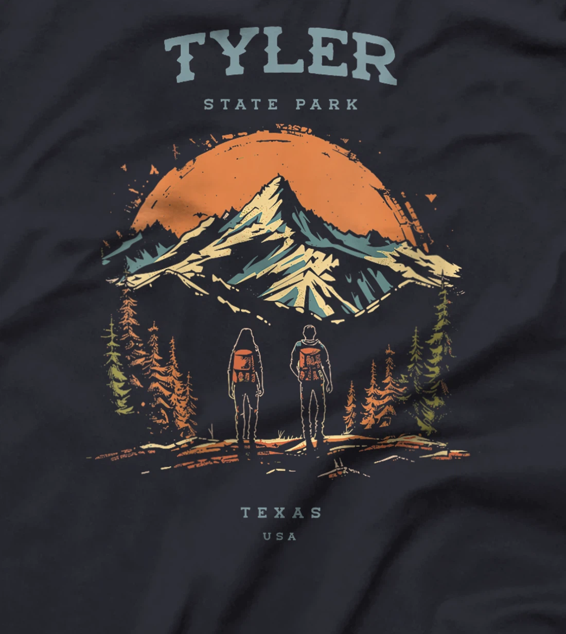 Womens Tyler State Park Texas Backpacking Hiking Retro Vintage T-Shirt