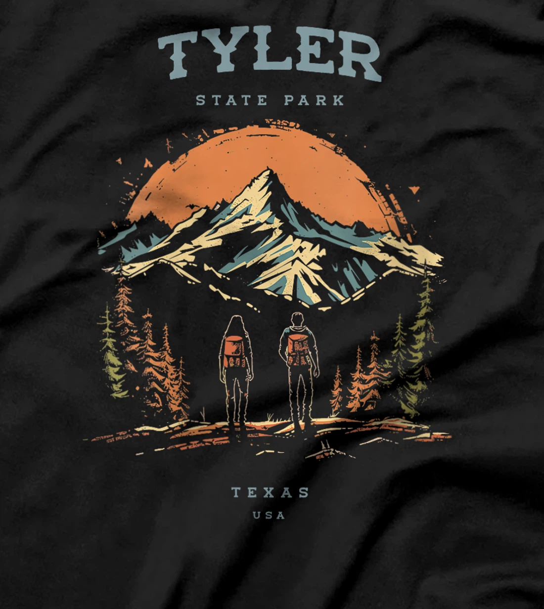 Womens Tyler State Park Texas Backpacking Hiking Retro Vintage T-Shirt