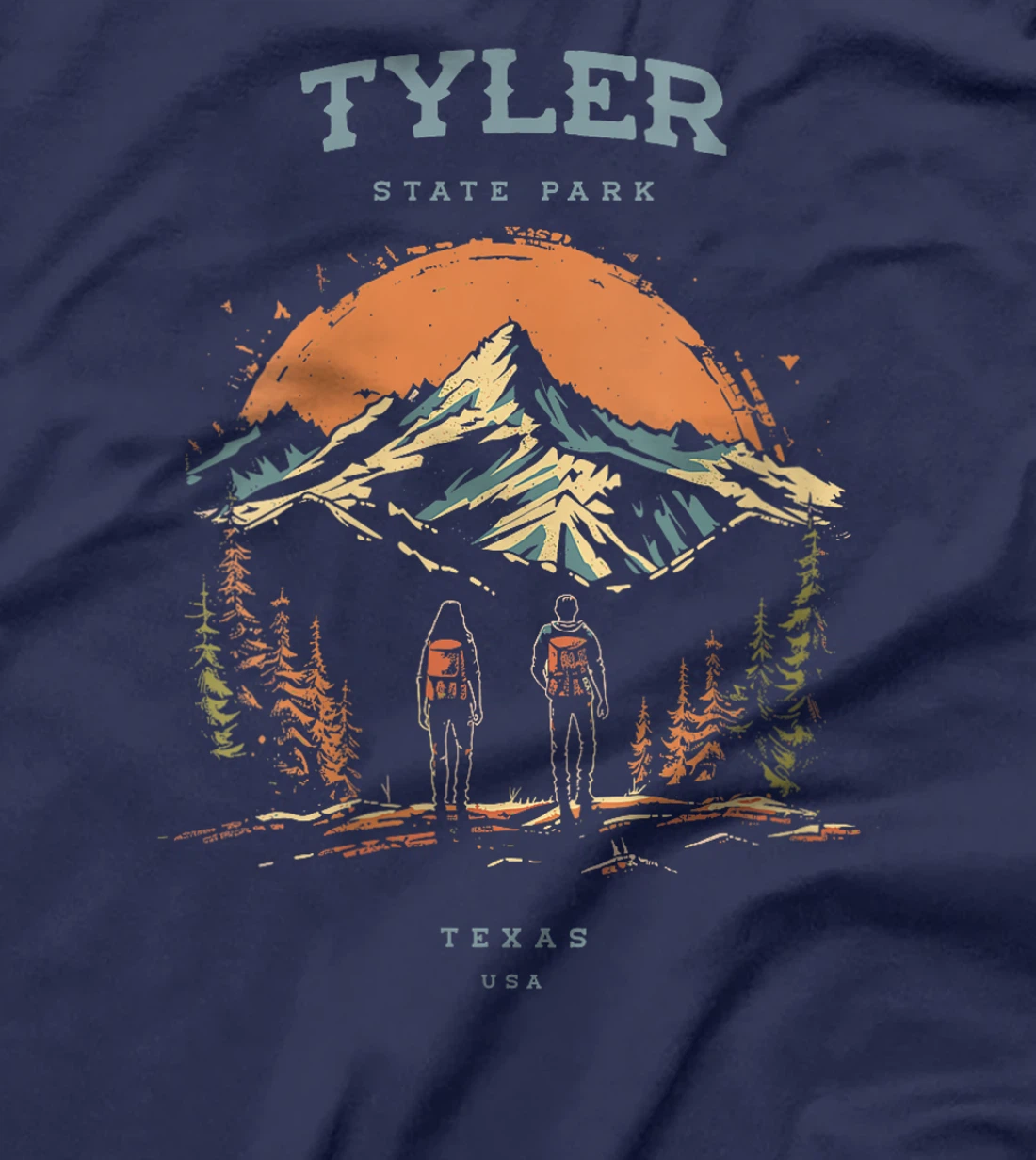 Womens Tyler State Park Texas Backpacking Hiking Retro Vintage T-Shirt