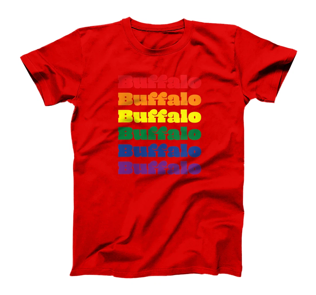 Womens Buffalo Texas LGBTQ Gay Pride Month Rainbow Solidarity T-Shirt