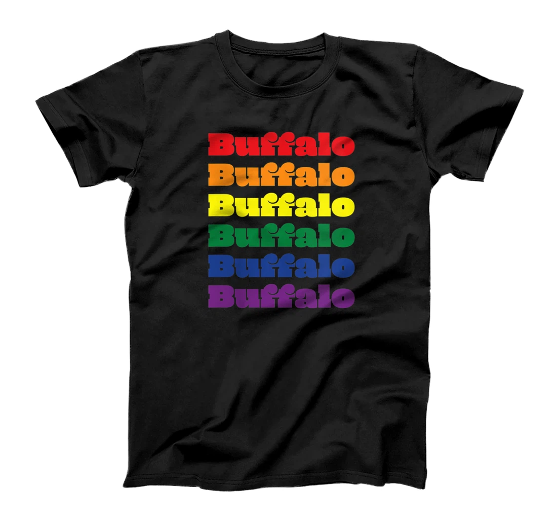 Womens Buffalo Texas LGBTQ Gay Pride Month Rainbow Solidarity T-Shirt