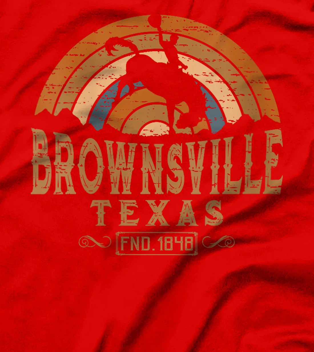 Womens Brownsville Texas TX Retro Style Rodeo Cowboy T-Shirt