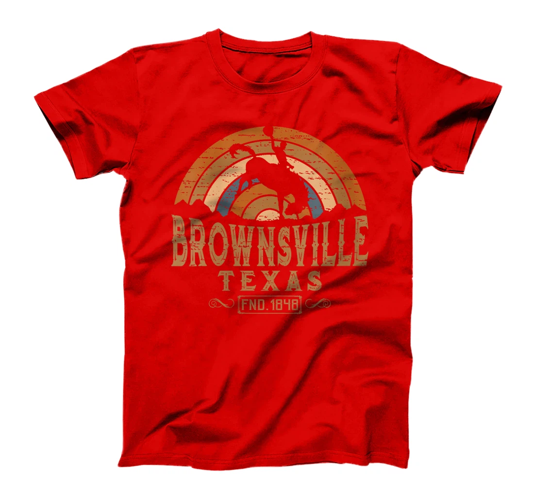 Womens Brownsville Texas TX Retro Style Rodeo Cowboy T-Shirt