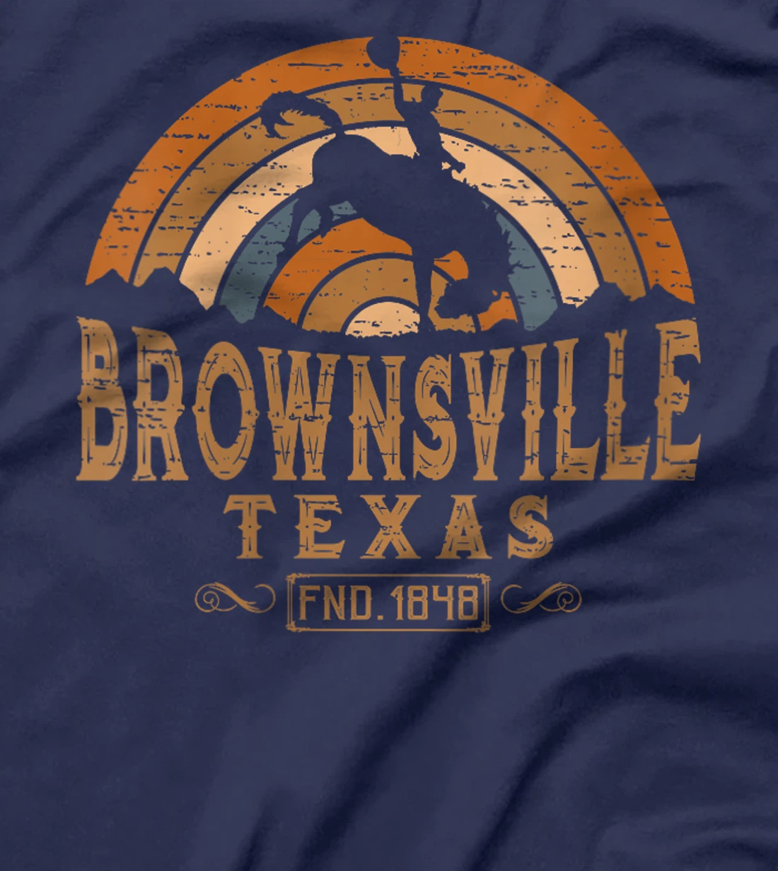 Womens Brownsville Texas TX Retro Style Rodeo Cowboy T-Shirt
