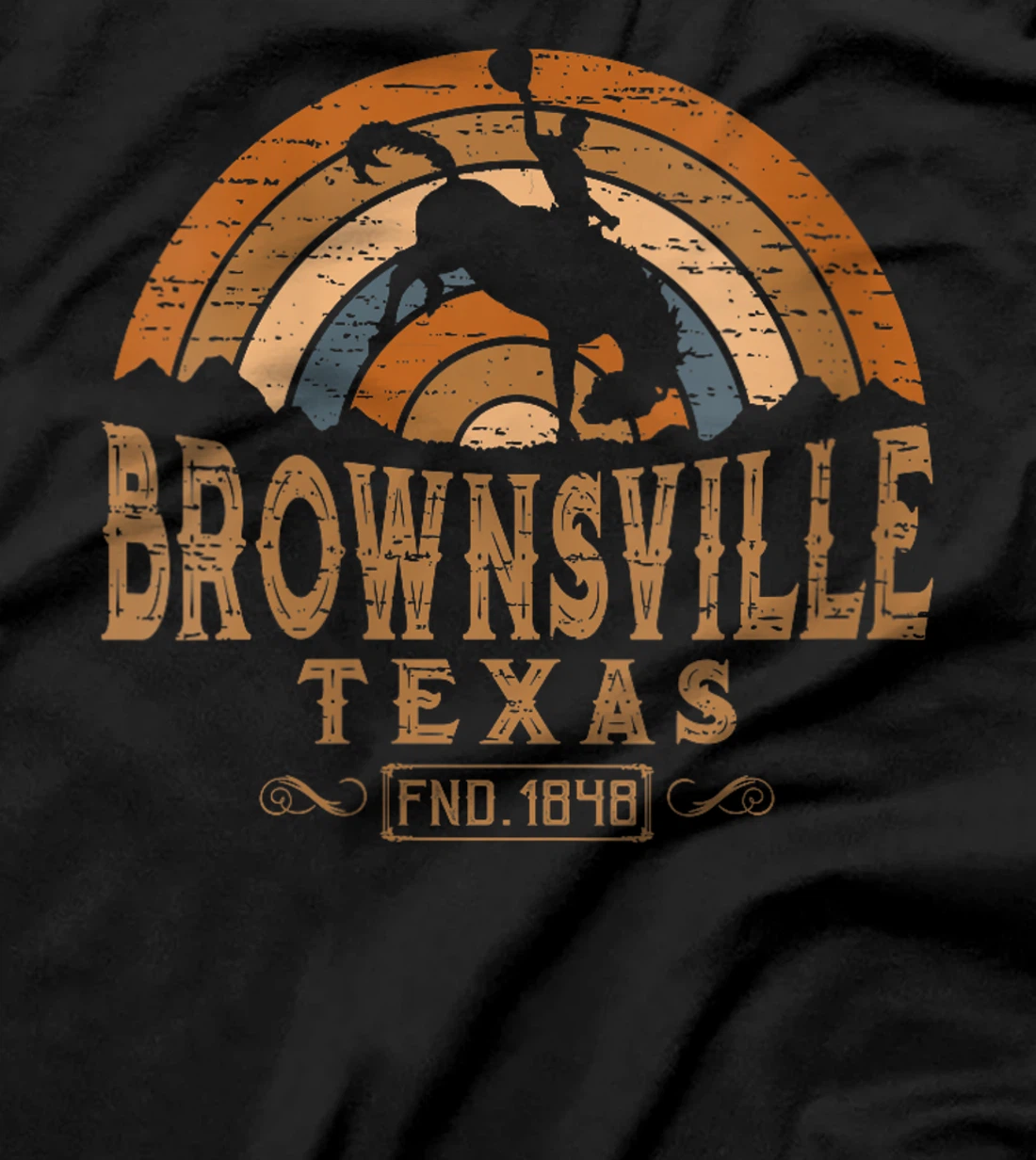 Womens Brownsville Texas TX Retro Style Rodeo Cowboy T-Shirt