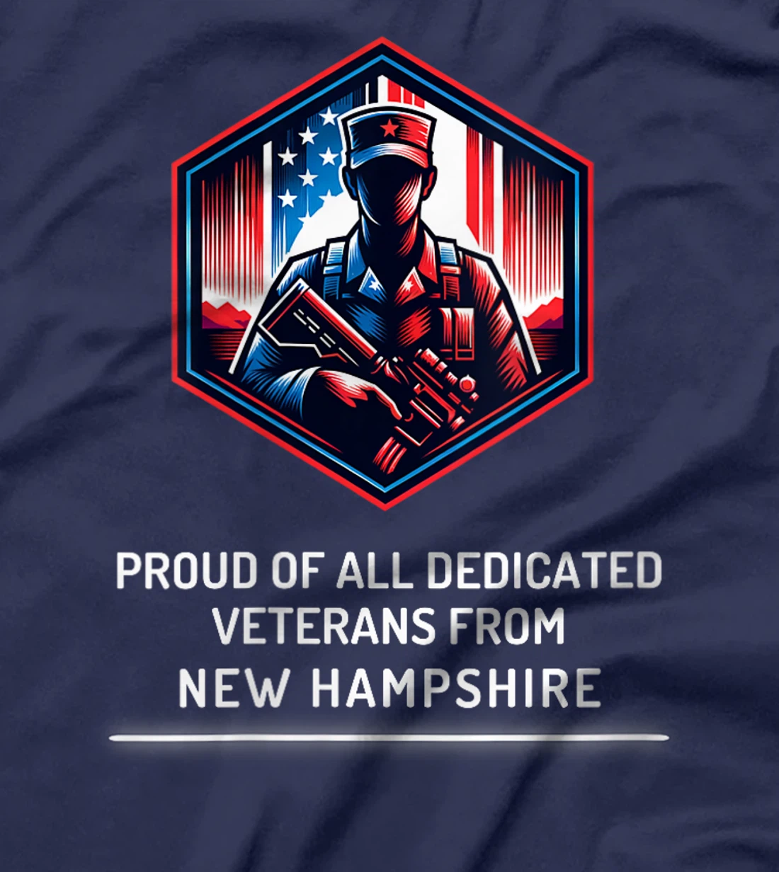 Womens Proud of Veterans New Hampshire Patriotic Military Support T-Shirt