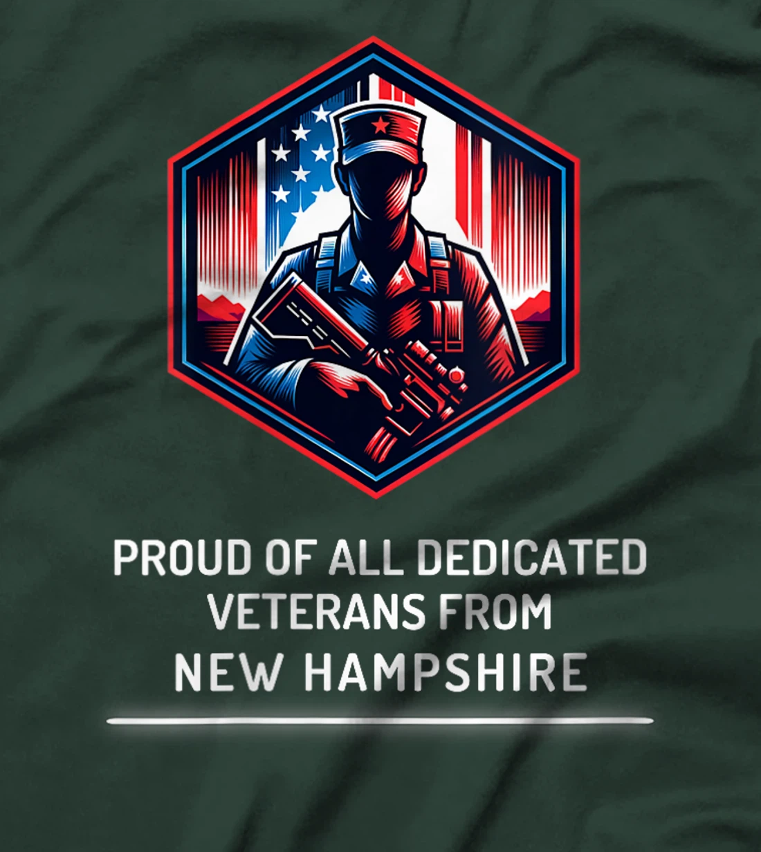 Womens Proud of Veterans New Hampshire Patriotic Military Support T-Shirt