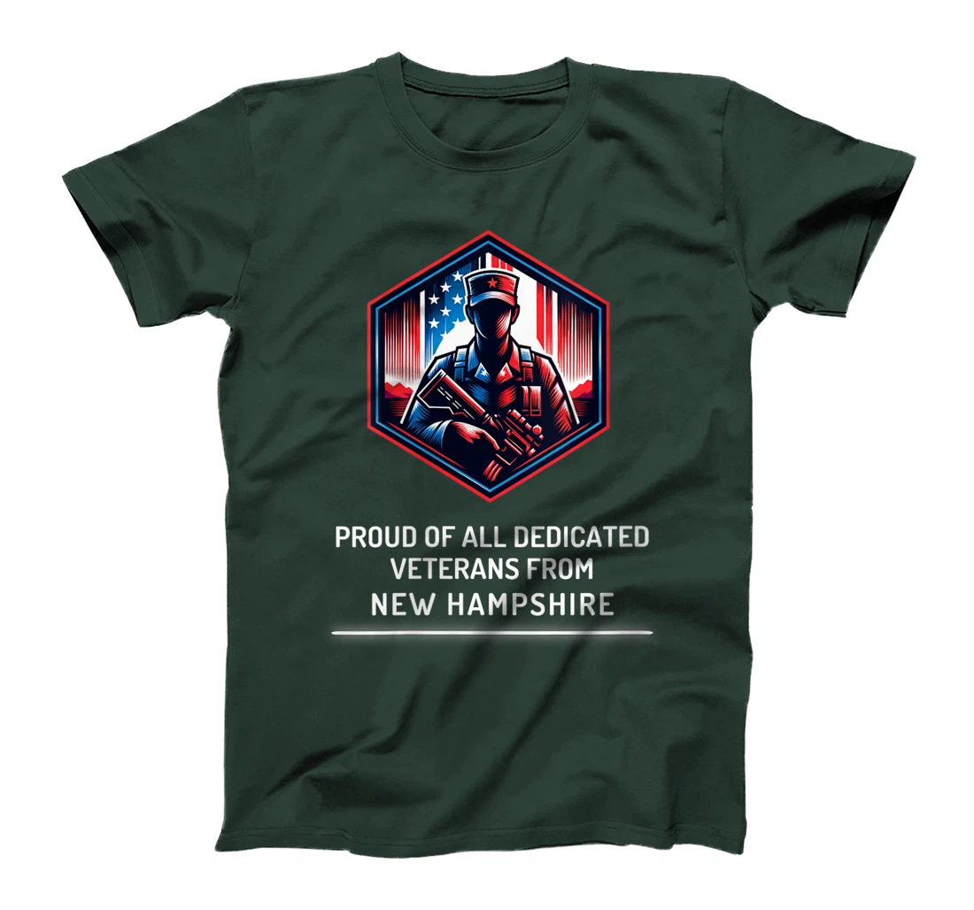 Womens Proud of Veterans New Hampshire Patriotic Military Support T-Shirt