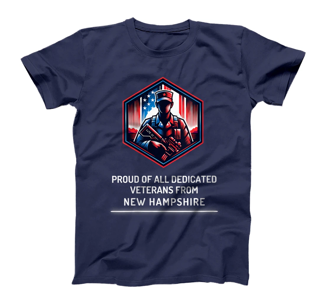 Womens Proud of Veterans New Hampshire Patriotic Military Support T-Shirt