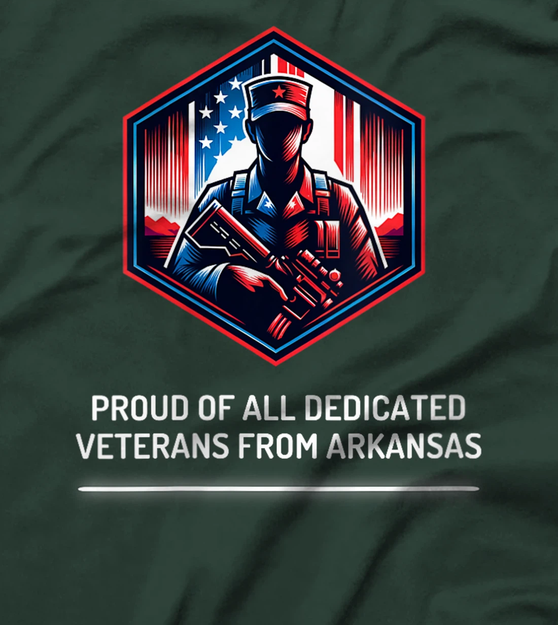 Womens Proud of Veterans from Arkansas Patriotic Military Support T-Shirt