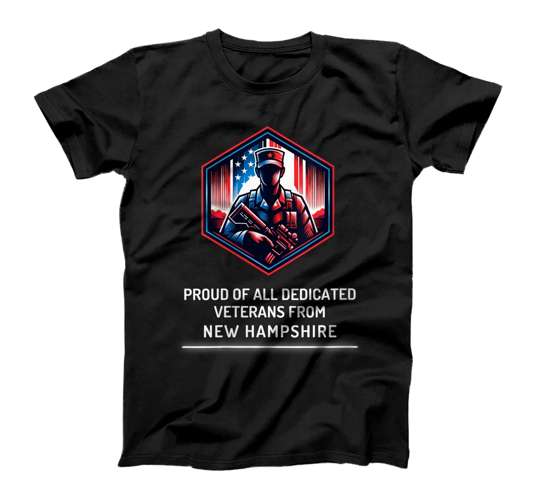 Womens Proud of Veterans New Hampshire Patriotic Military Support T-Shirt