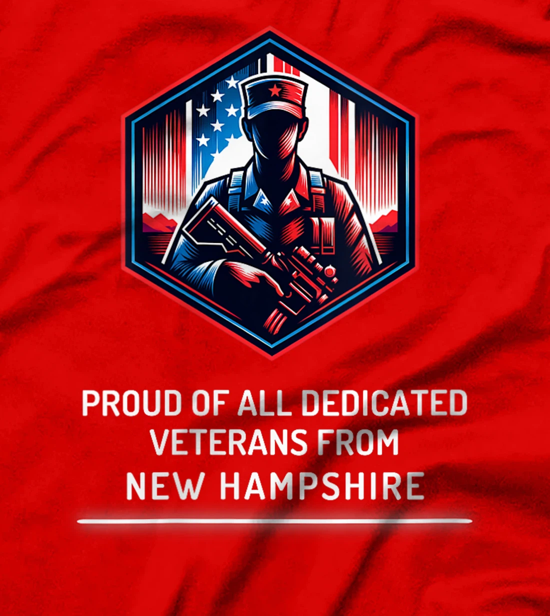 Womens Proud of Veterans New Hampshire Patriotic Military Support T-Shirt