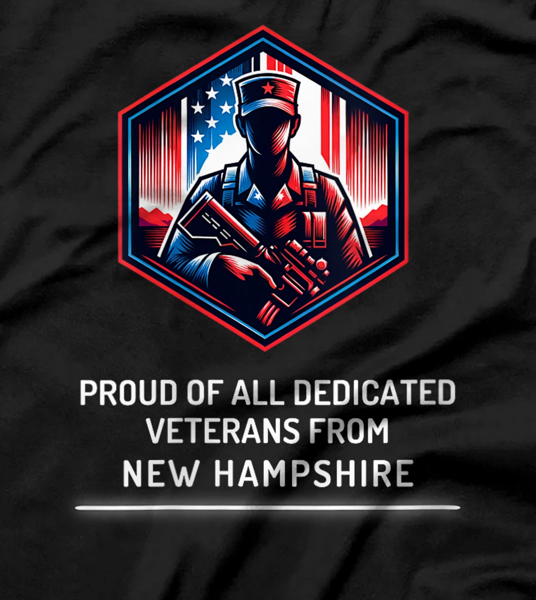 Womens Proud of Veterans New Hampshire Patriotic Military Support T-Shirt