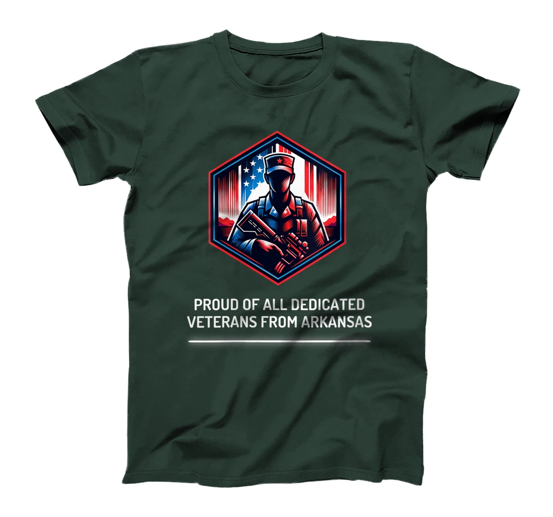 Womens Proud of Veterans from Arkansas Patriotic Military Support T-Shirt