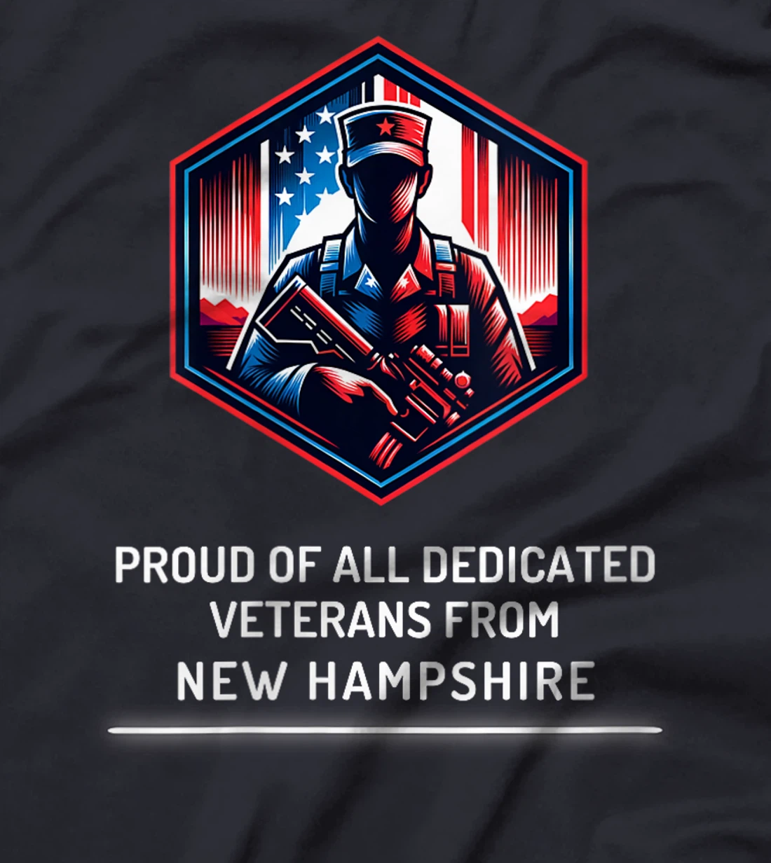 Womens Proud of Veterans New Hampshire Patriotic Military Support T-Shirt