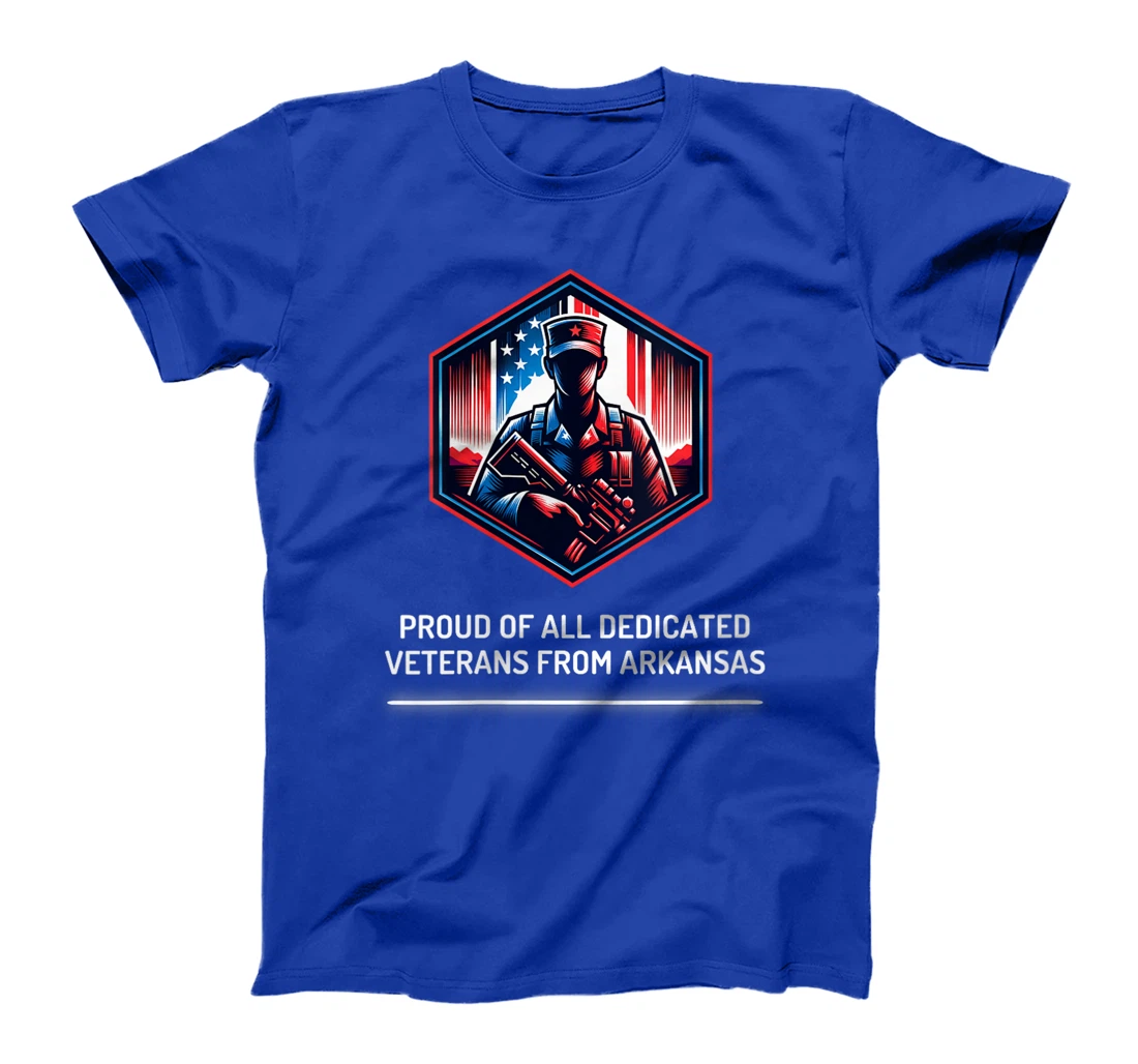 Womens Proud of Veterans from Arkansas Patriotic Military Support T-Shirt