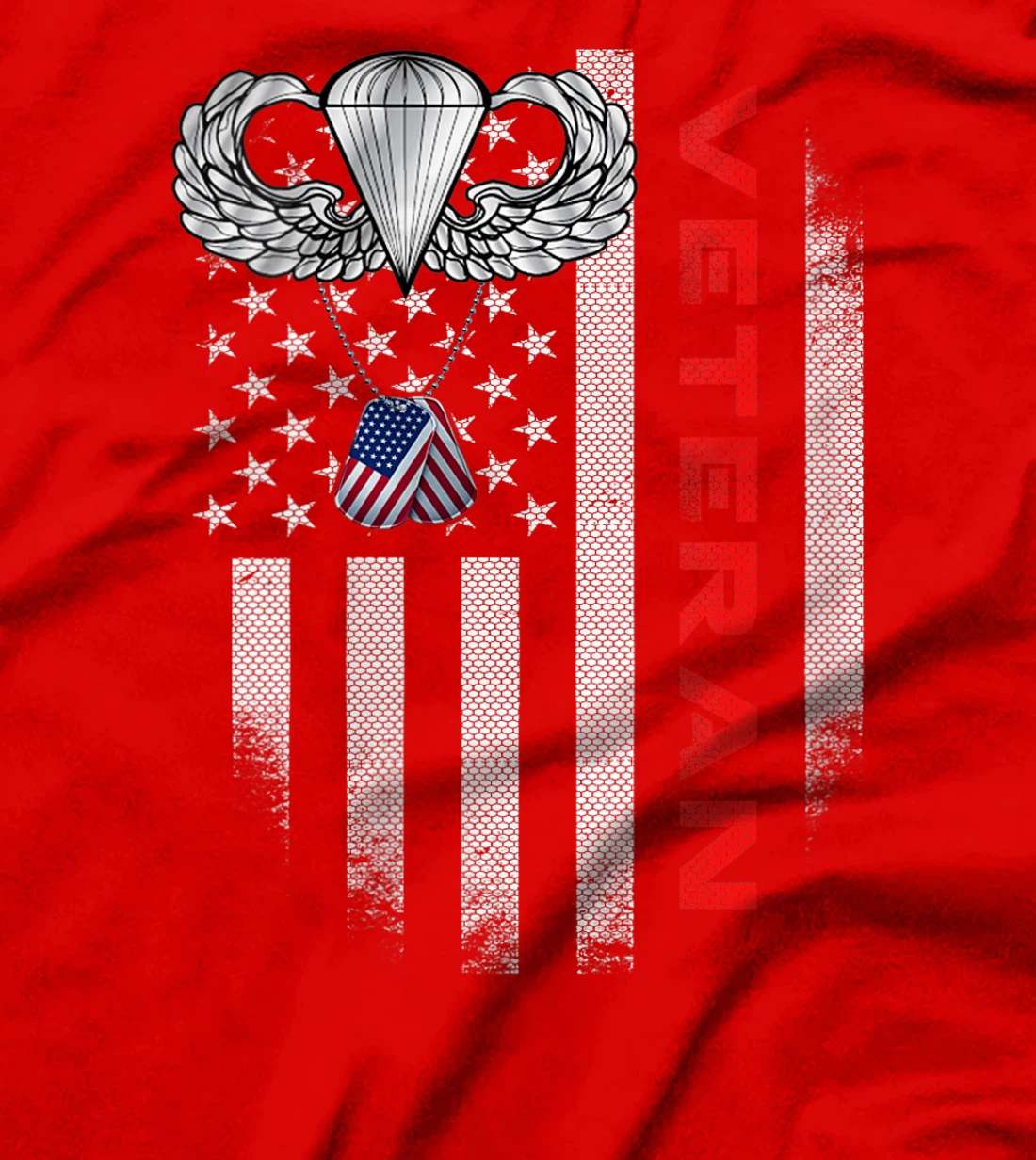 Womens Vintage Flag US Paratrooper Airborne Division Veteran Pride T-Shirt