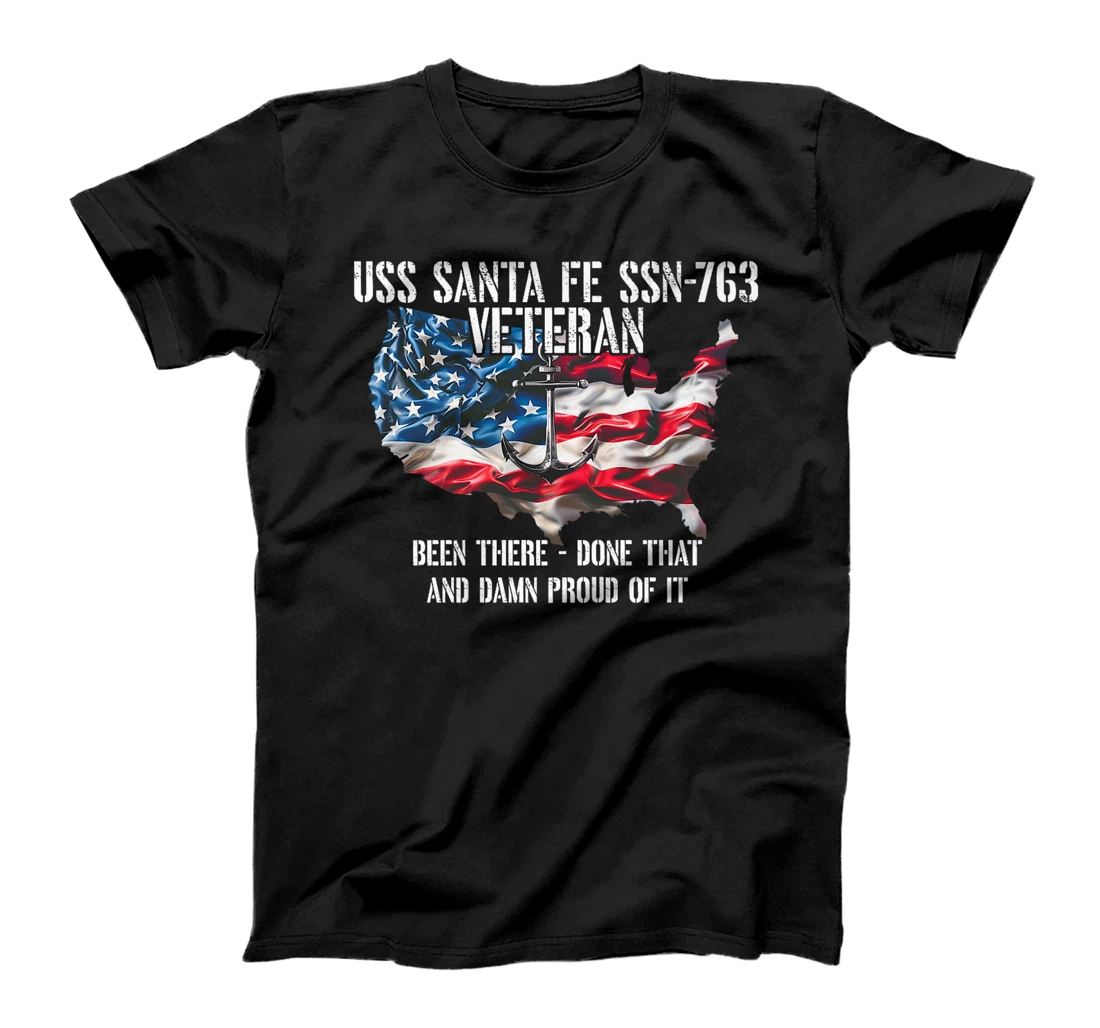 USS Santa Fe SSN-763 Attack Submarine Veteran US Flag Premium T-Shirt