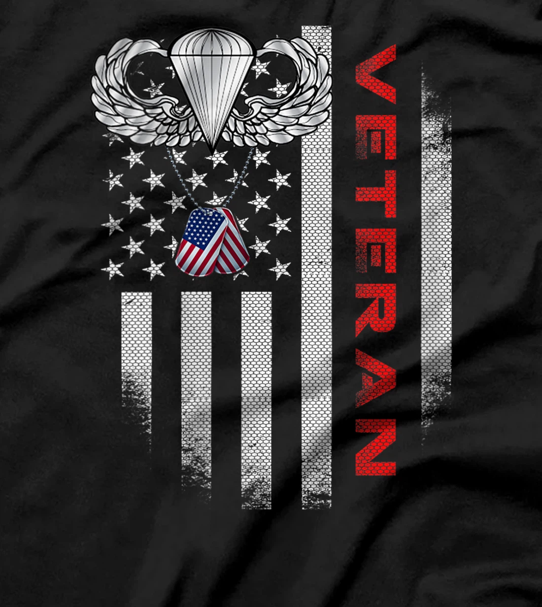 Womens Vintage Flag US Paratrooper Airborne Division Veteran Pride T-Shirt
