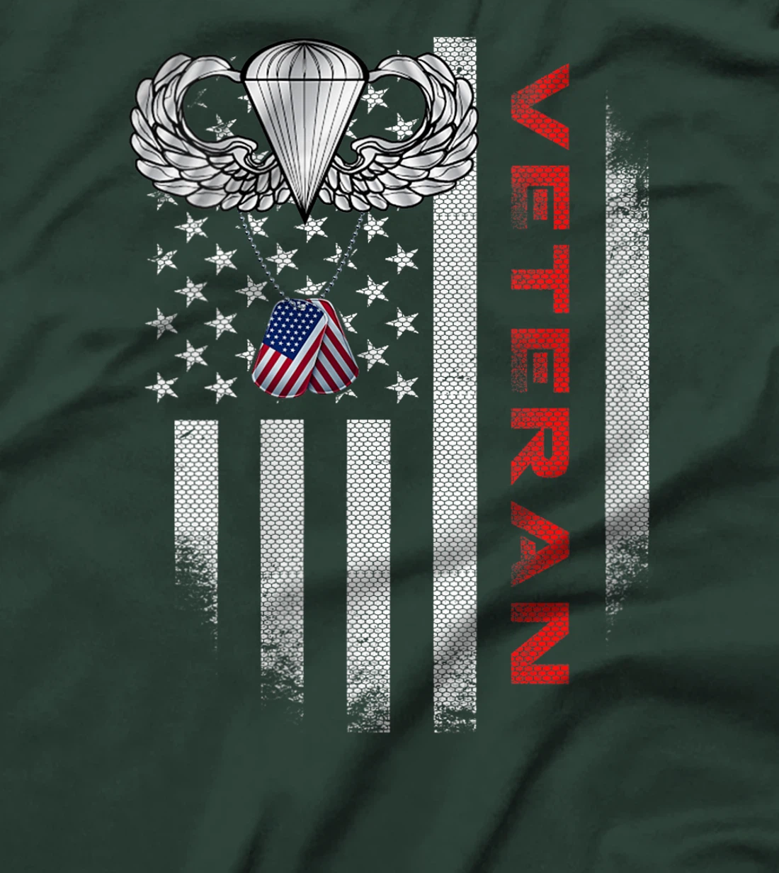 Womens Vintage Flag US Paratrooper Airborne Division Veteran Pride T-Shirt