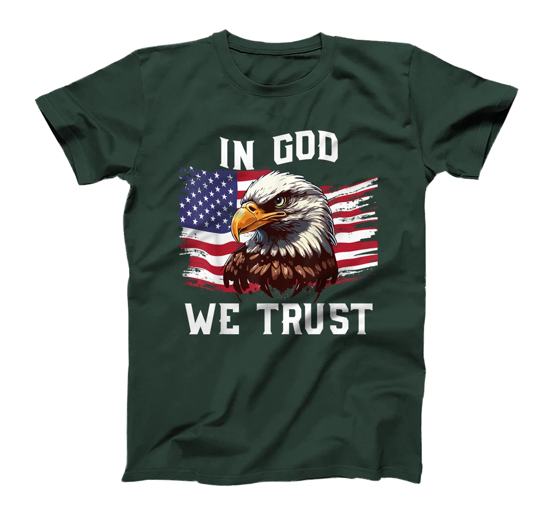 4th July In God We Trust Funny Bald Eagle Dad Boy Men T-Shirt