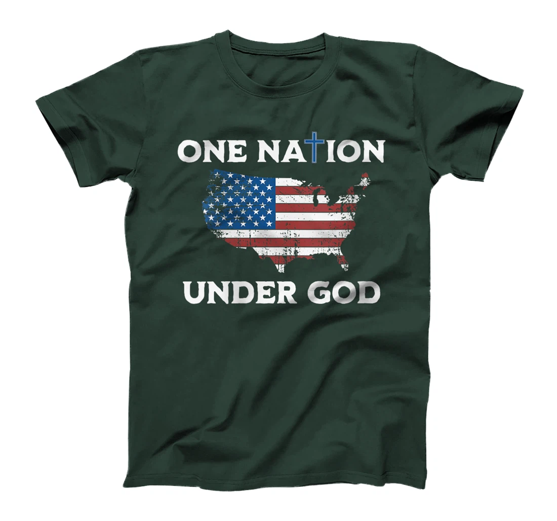 Womens One Nation Under God American Flag T-Shirt