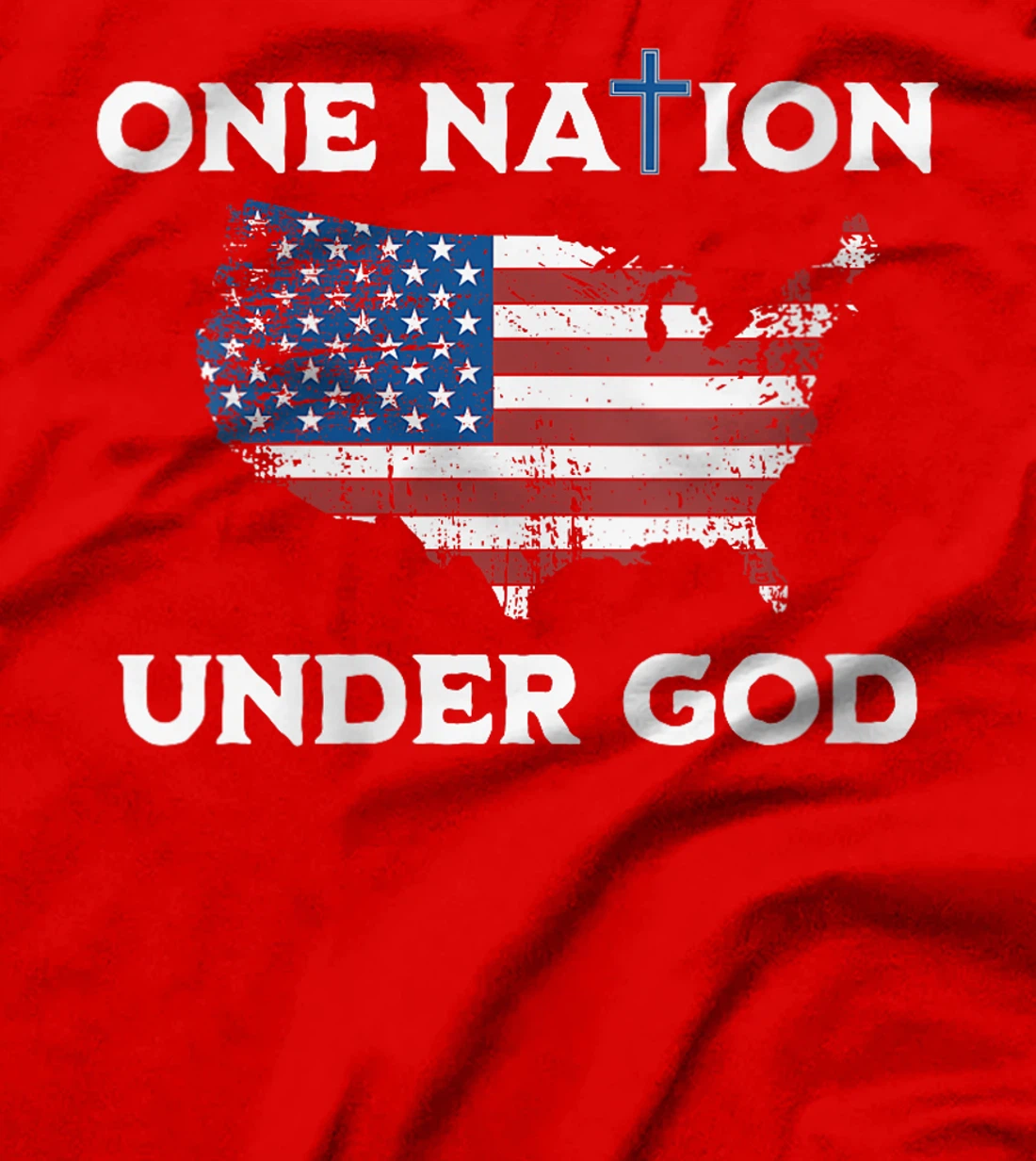 Womens One Nation Under God American Flag T-Shirt