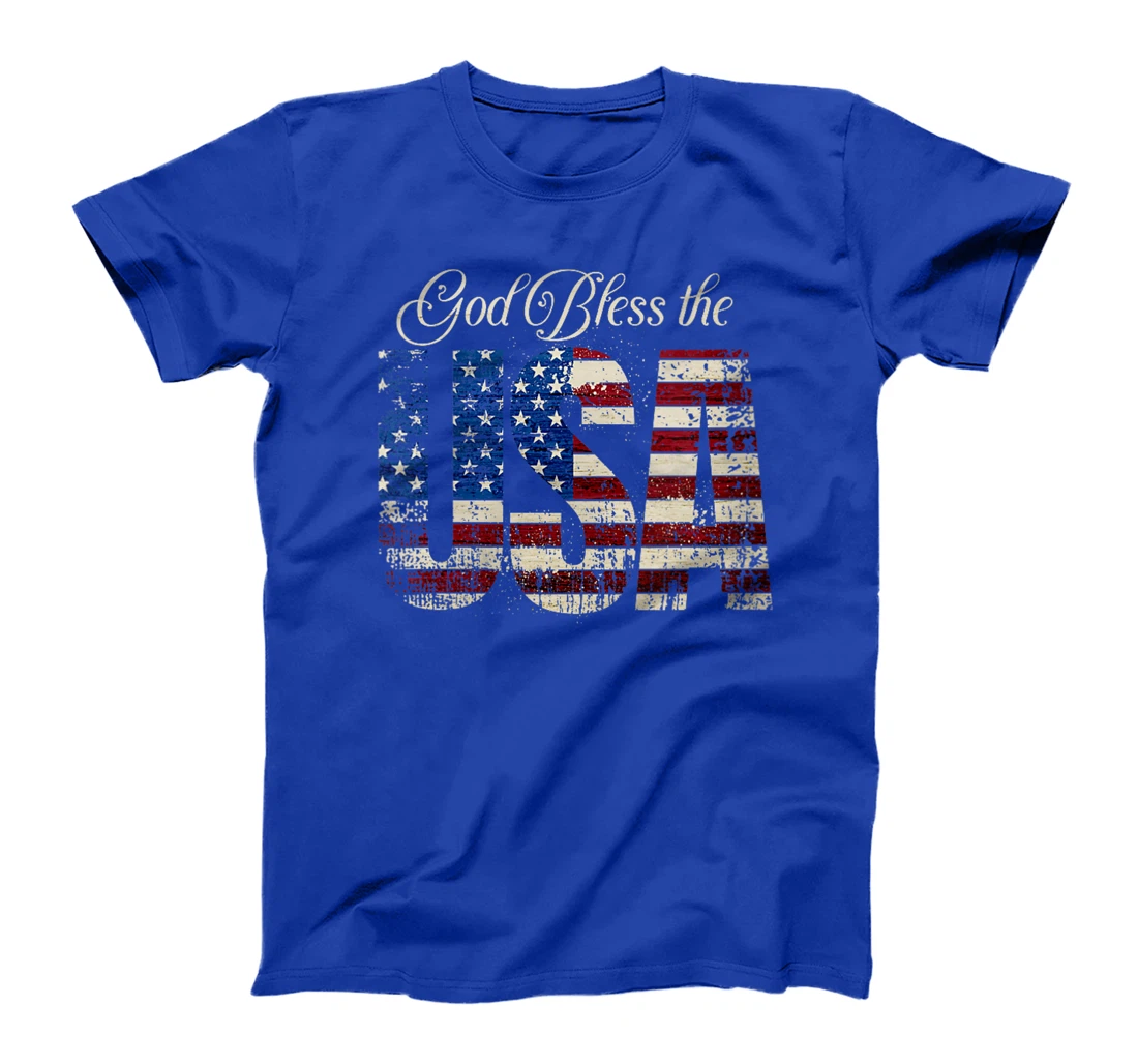 Womens God Bless the USA, United States of America American Patriot T-Shirt