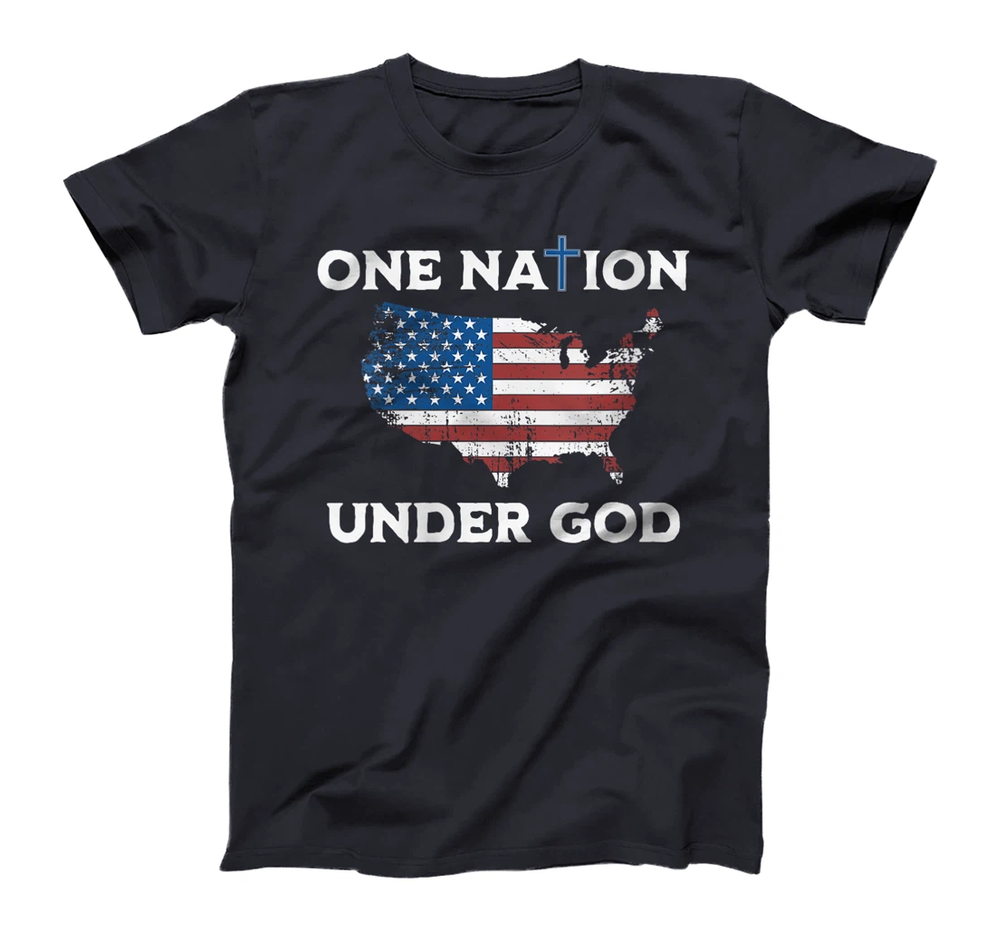 Womens One Nation Under God American Flag T-Shirt