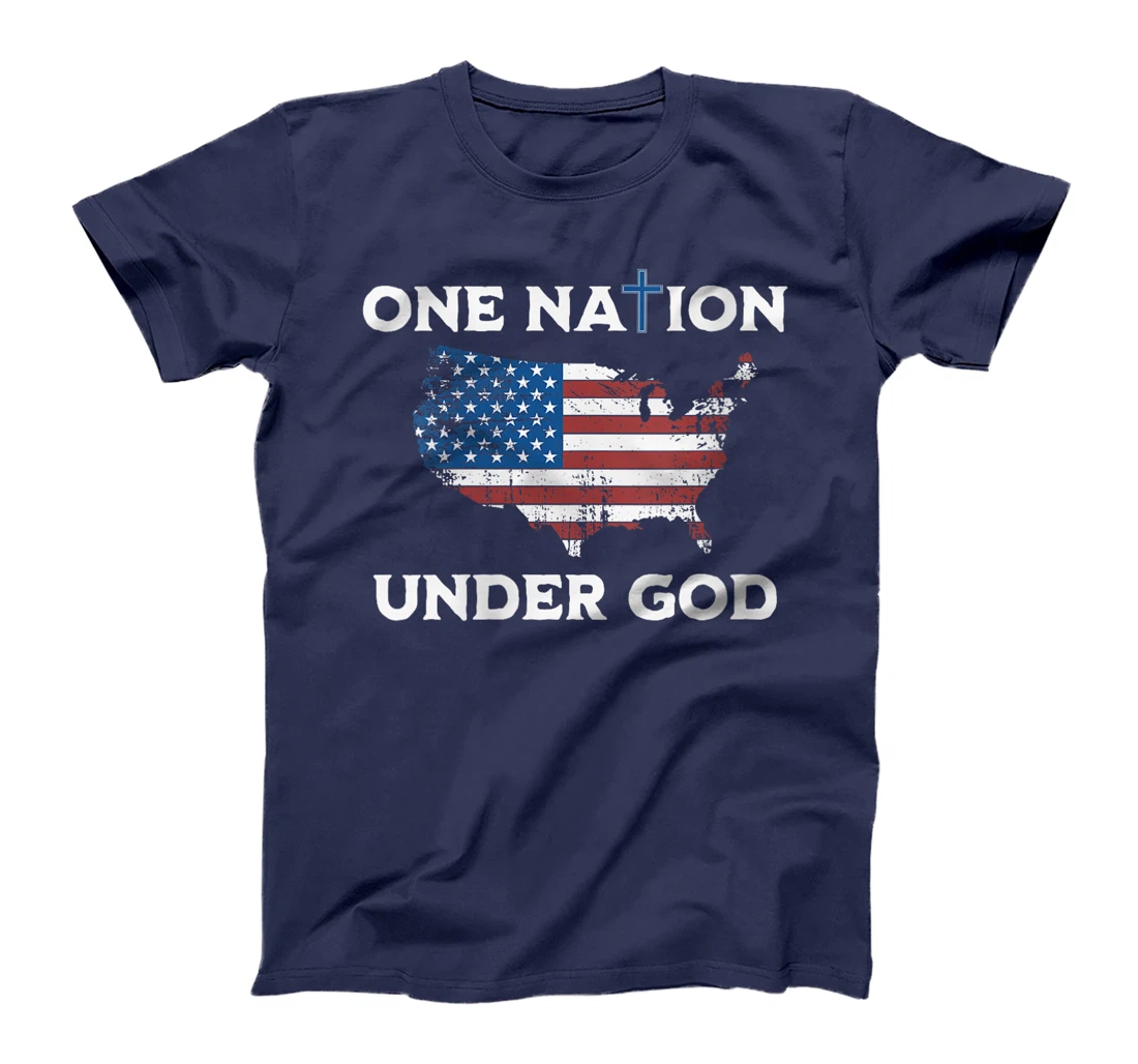 Womens One Nation Under God American Flag T-Shirt