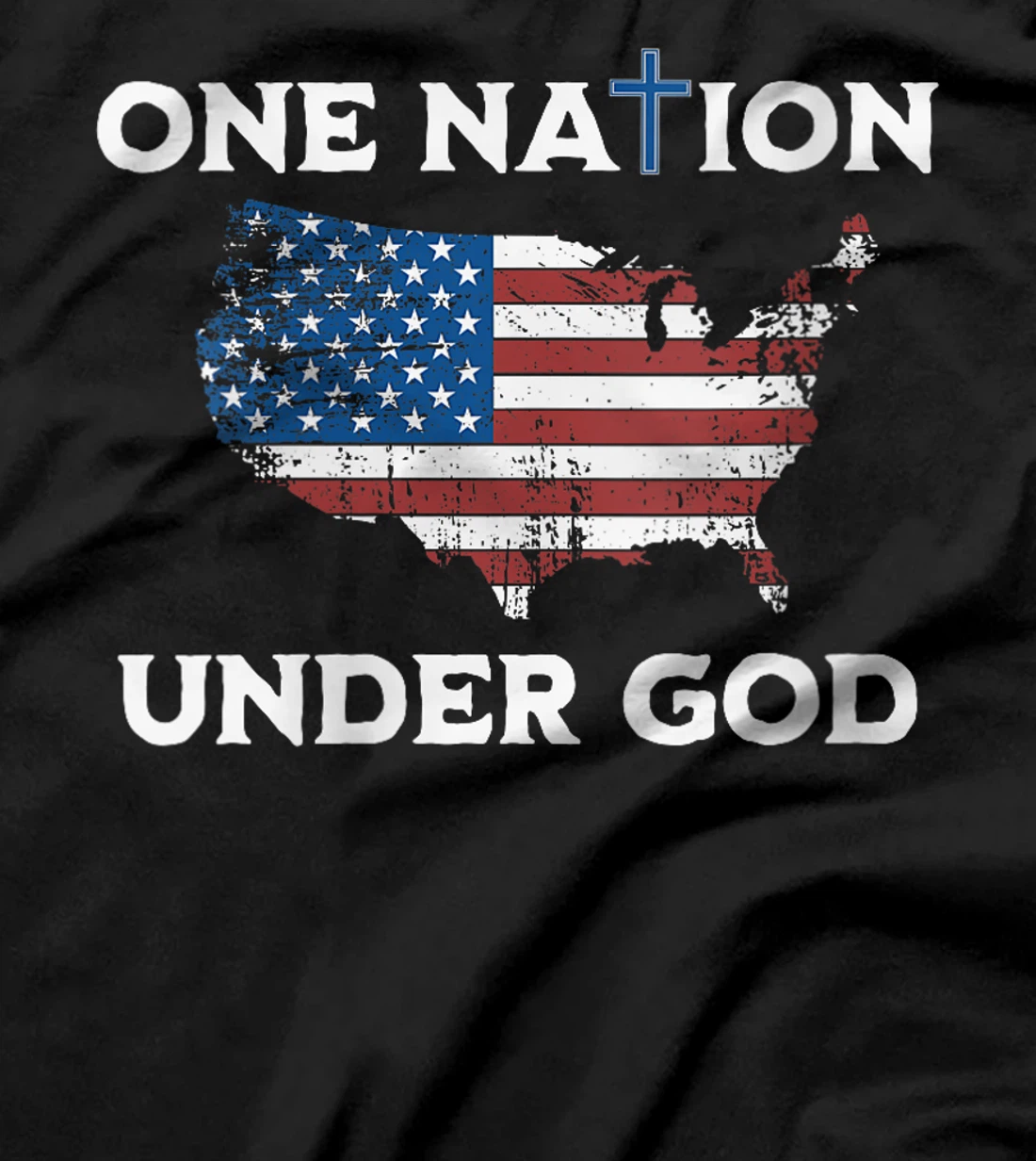 Womens One Nation Under God American Flag T-Shirt