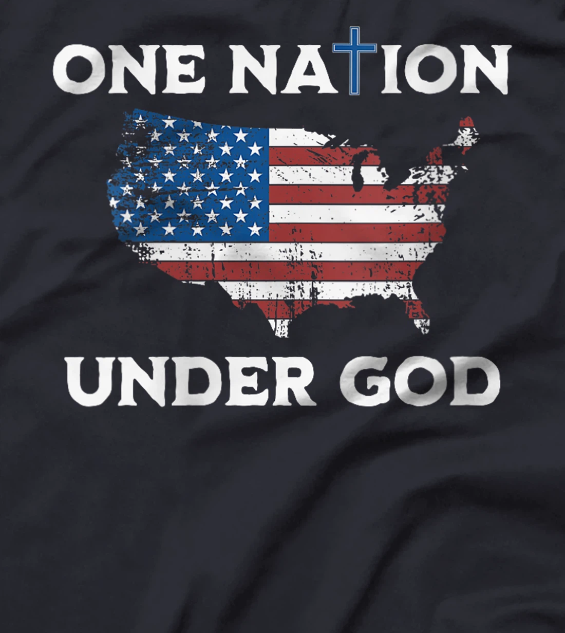 Womens One Nation Under God American Flag T-Shirt