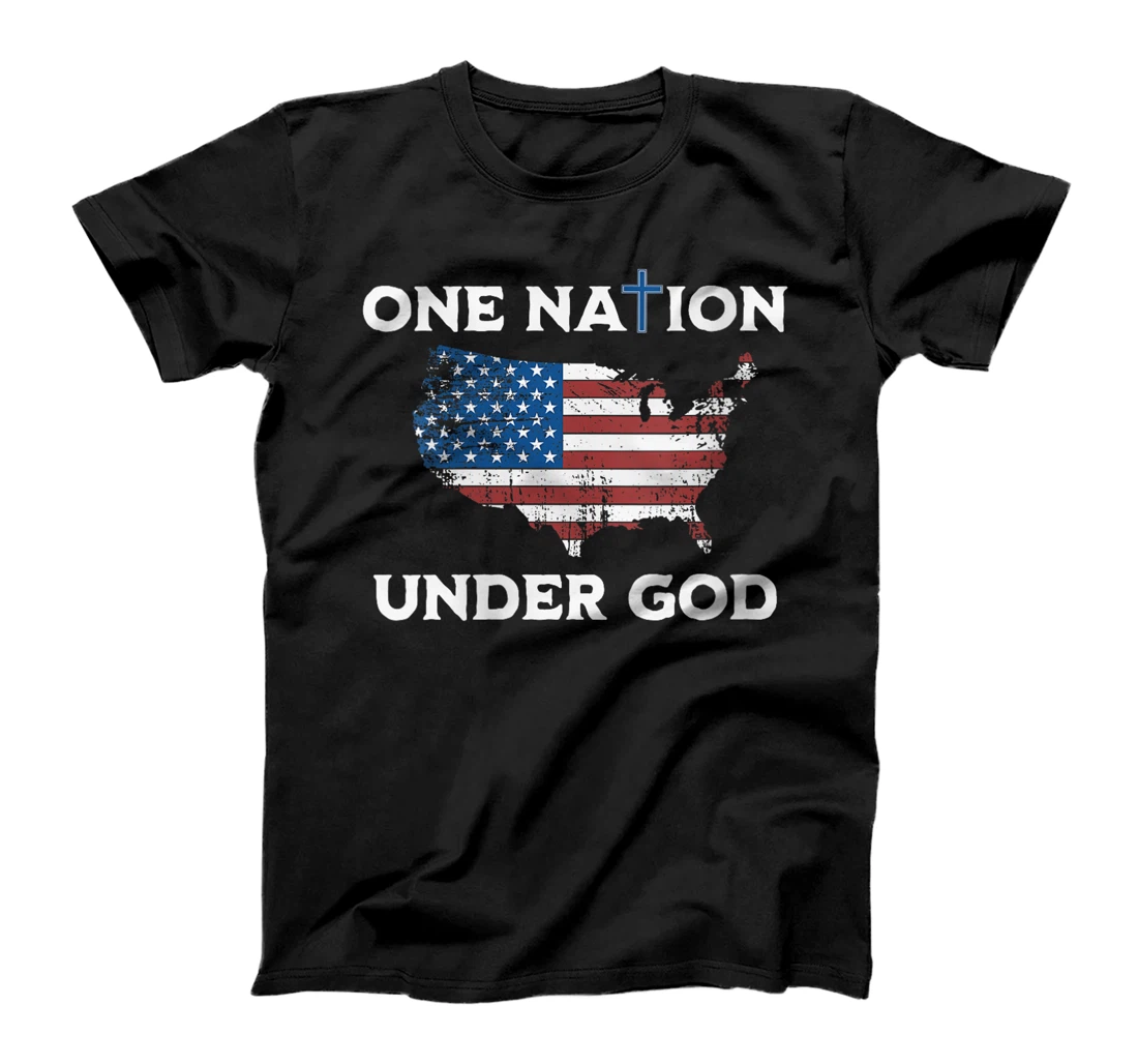 Womens One Nation Under God American Flag T-Shirt