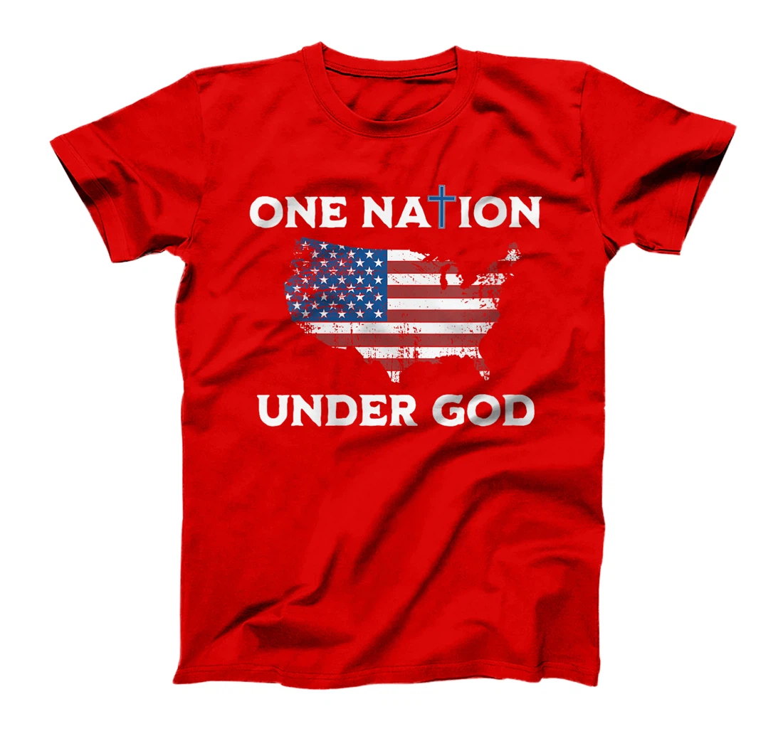 Womens One Nation Under God American Flag T-Shirt