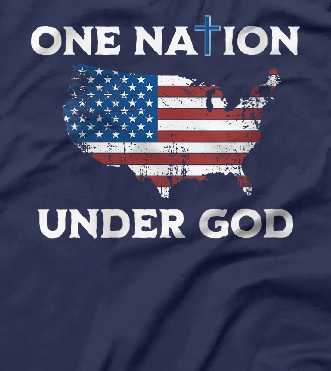 Womens One Nation Under God American Flag T-Shirt