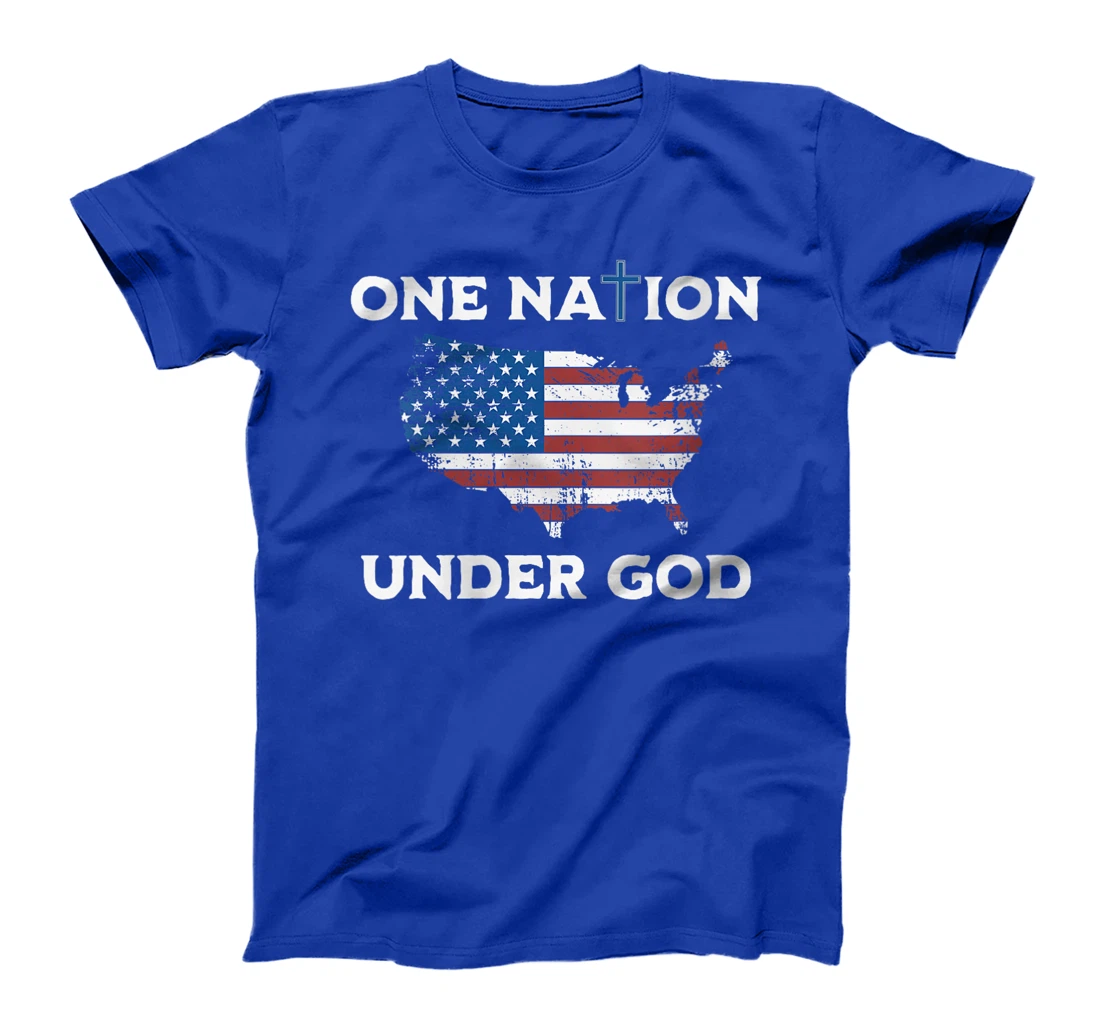 Womens One Nation Under God American Flag T-Shirt