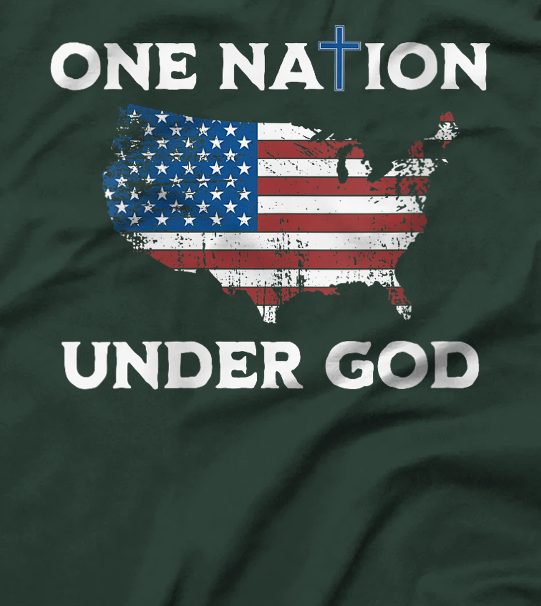 Womens One Nation Under God American Flag T-Shirt