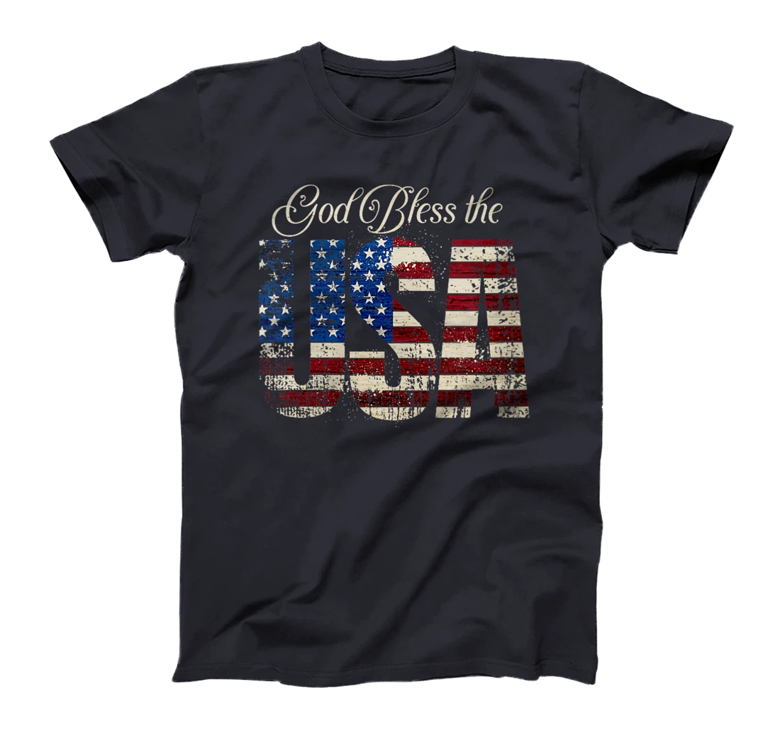Womens God Bless the USA, United States of America American Patriot T-Shirt
