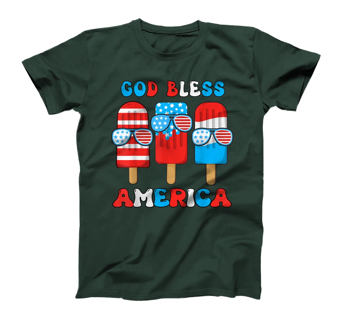 God Bless America Funny 4th July Popsicle Kids Boy Toddler T-Shirt