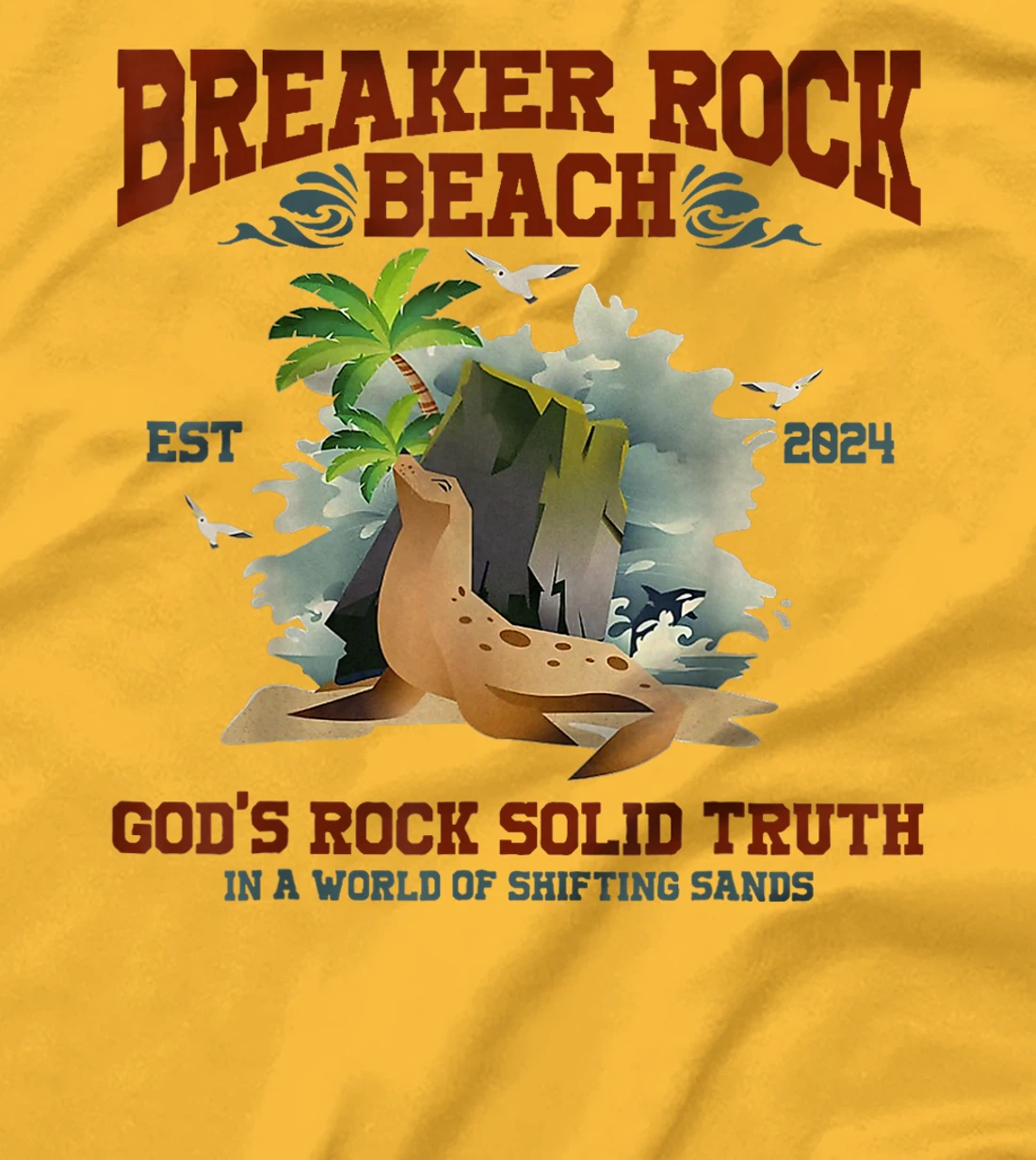 God's Rock Solid Beach VBS 2024 Retro Breaker Rock Beach T-Shirt