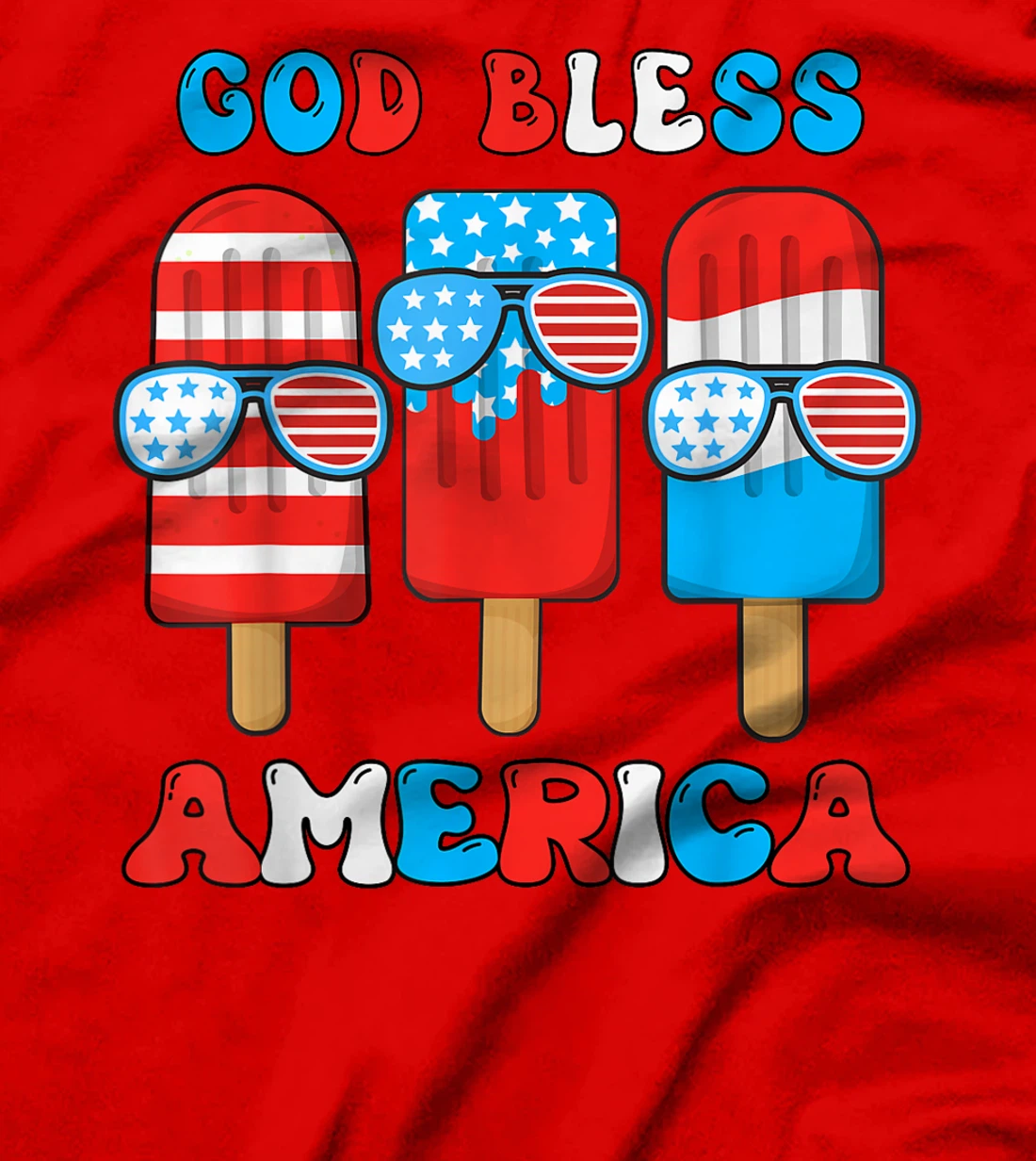 God Bless America Funny 4th July Popsicle Kids Boy Toddler T-Shirt