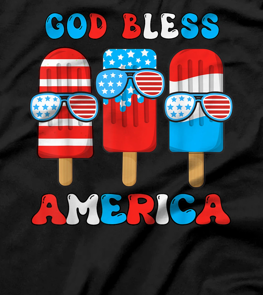 God Bless America Funny 4th July Popsicle Kids Boy Toddler T-Shirt