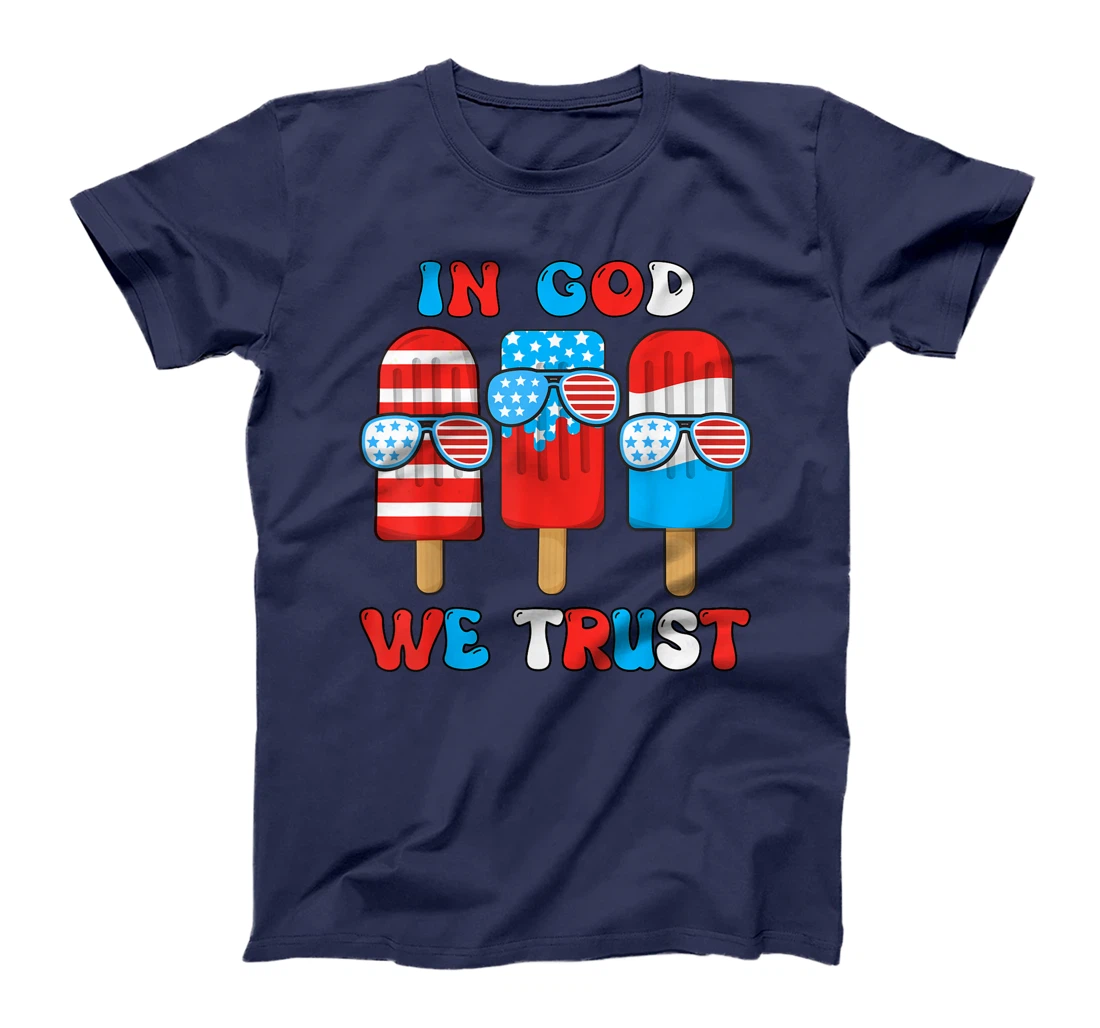 Toddler Boy In God We Trust Funny 4th July Popsicle Kids T-Shirt